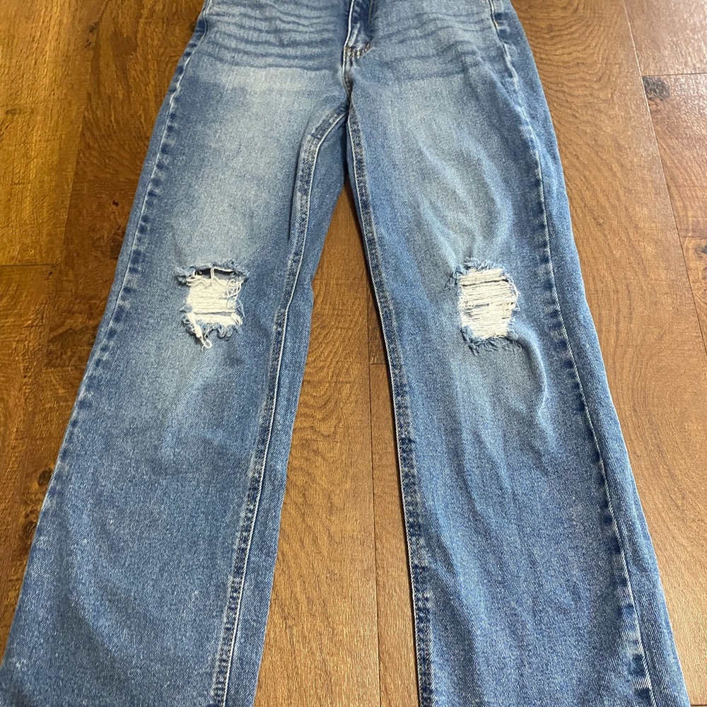 Girls Distressed Blue Jeans